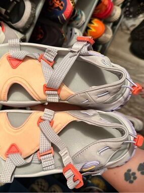 Nike Peach, Light Gray & Orange Strappy Sandals
